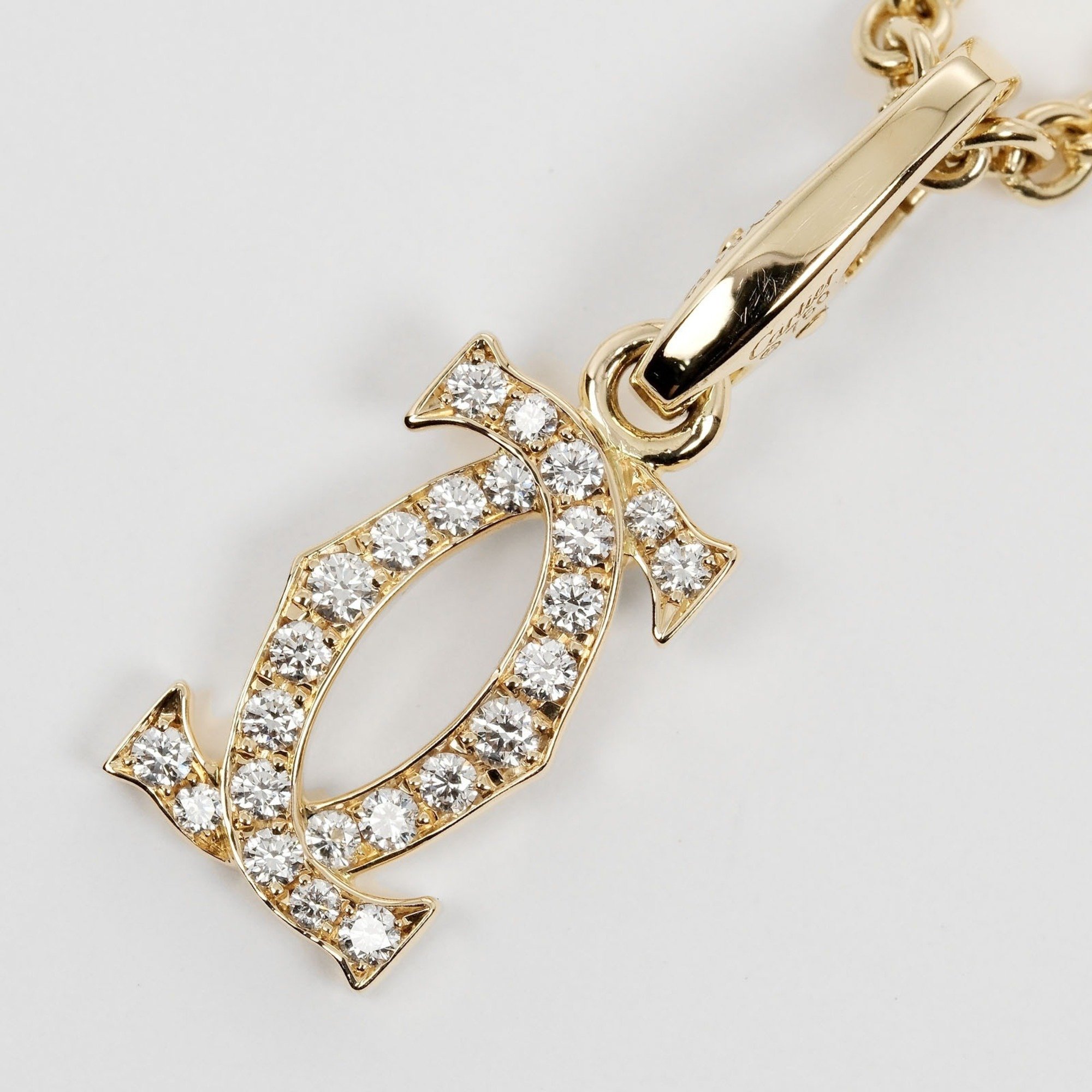 Cartier 2C Charm Necklace K18YG Yellow Gold Diamond Approx. 9.69g