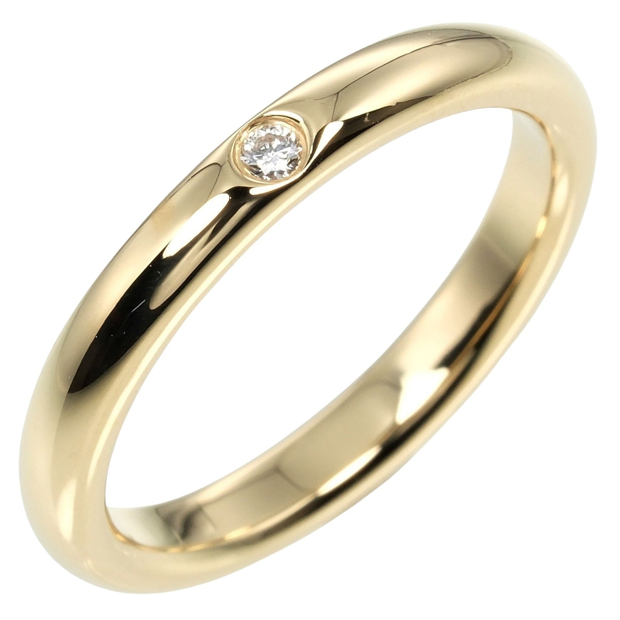 Tiffany TIFFANY&Co. Stacking Band Size 9 Ring K18YG Yellow Gold Diamond Approx. 3.62g