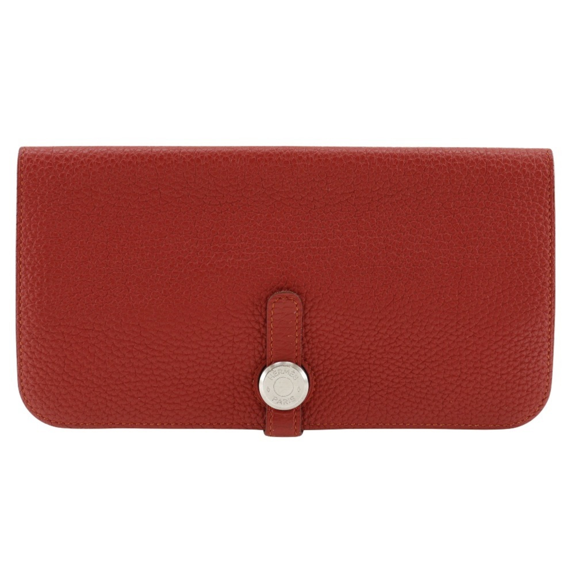 Hermes HERMES Dogon Long Wallet Togo 2014 Red □R Belt Clasp Ladies