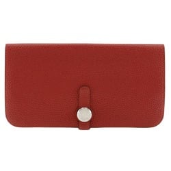 Hermes HERMES Dogon Long Wallet Togo 2014 Red □R Belt Clasp Ladies