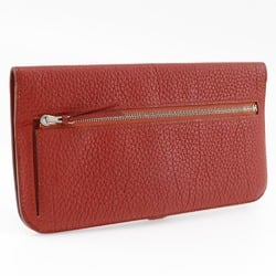 Hermes HERMES Dogon Long Wallet Togo 2014 Red □R Belt Clasp Ladies