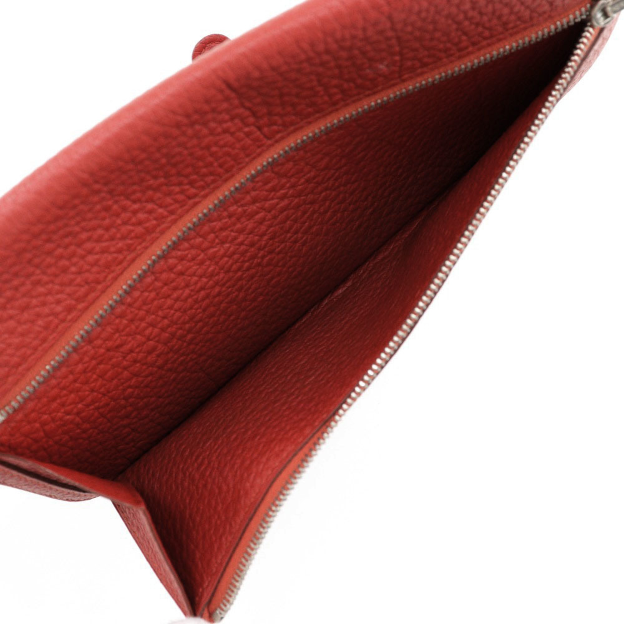 Hermes HERMES Dogon Long Wallet Togo 2014 Red □R Belt Clasp Ladies