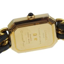 Chanel CHANEL Premiere L Watch Gold Plated x Leather Quartz Analog Display Black Dial Ladies