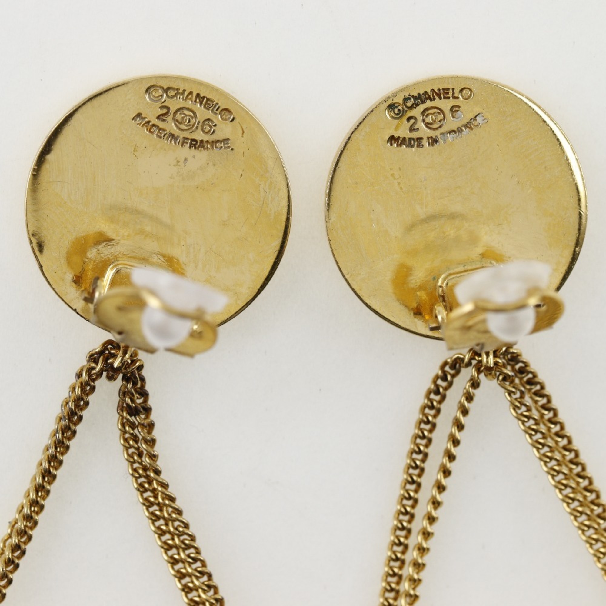 Chanel CHANEL Coco Mark Earrings Matelasse Motif Gold Plated 1991 26 Approx. 39.0g COCO Women's