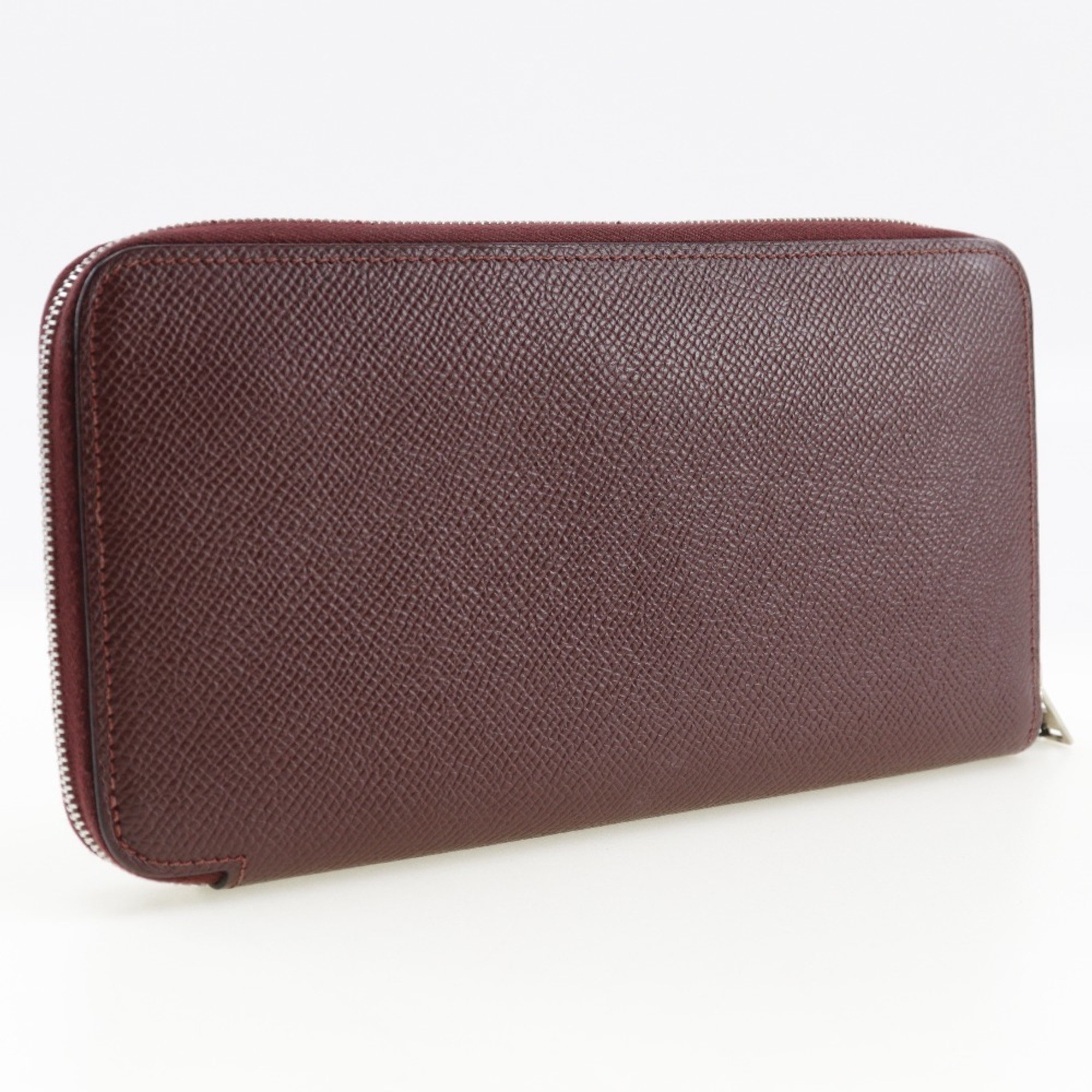 HERMES Azap Long Silk Inn Wallet Epsom Leather Rouge H 2014 Bordeaux □R Women's