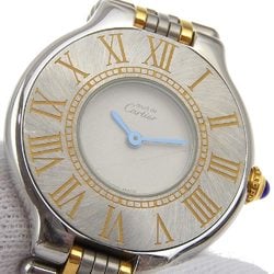 Cartier Must 21 Watch Stainless Steel Quartz Analog Display White Dial Must21 Ladies