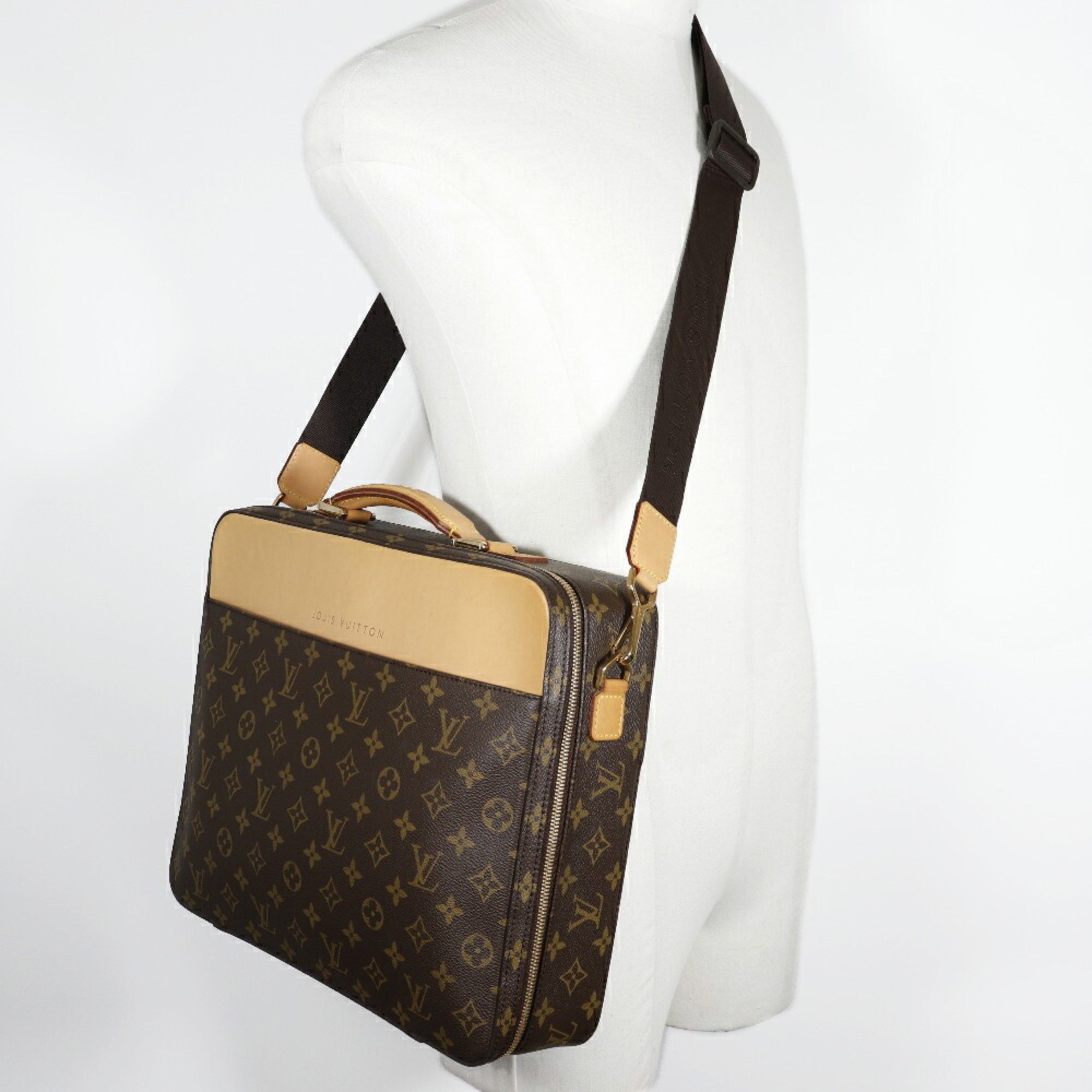 Louis Vuitton LOUIS VUITTON Porto Ordinature Savana Bag Special Order Shoulder Monogram Canvas 2005 Brown MB0025 2way Double Men's