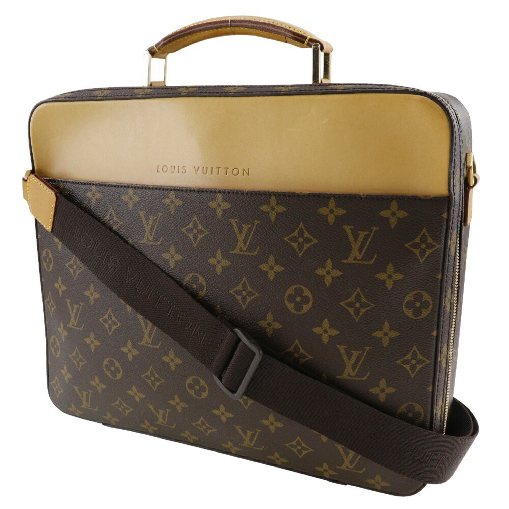 Louis Vuitton LOUIS VUITTON Porto Ordinature Savana Bag Special Order Shoulder Monogram Canvas 2005 Brown MB0025 2way Double Men's