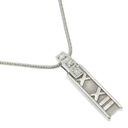 Tiffany TIFFANY&Co. Atlas bar necklace 3P diamond K18 white gold x approx. 7.1g ladies