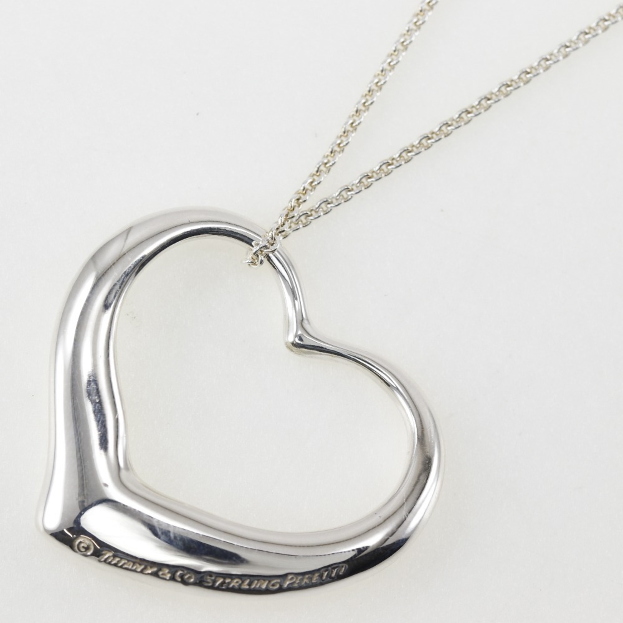 Tiffany TIFFANY&Co. Heart Large Necklace Elsa Peretti Sterling Silver Approx. 15.0g Open Women's