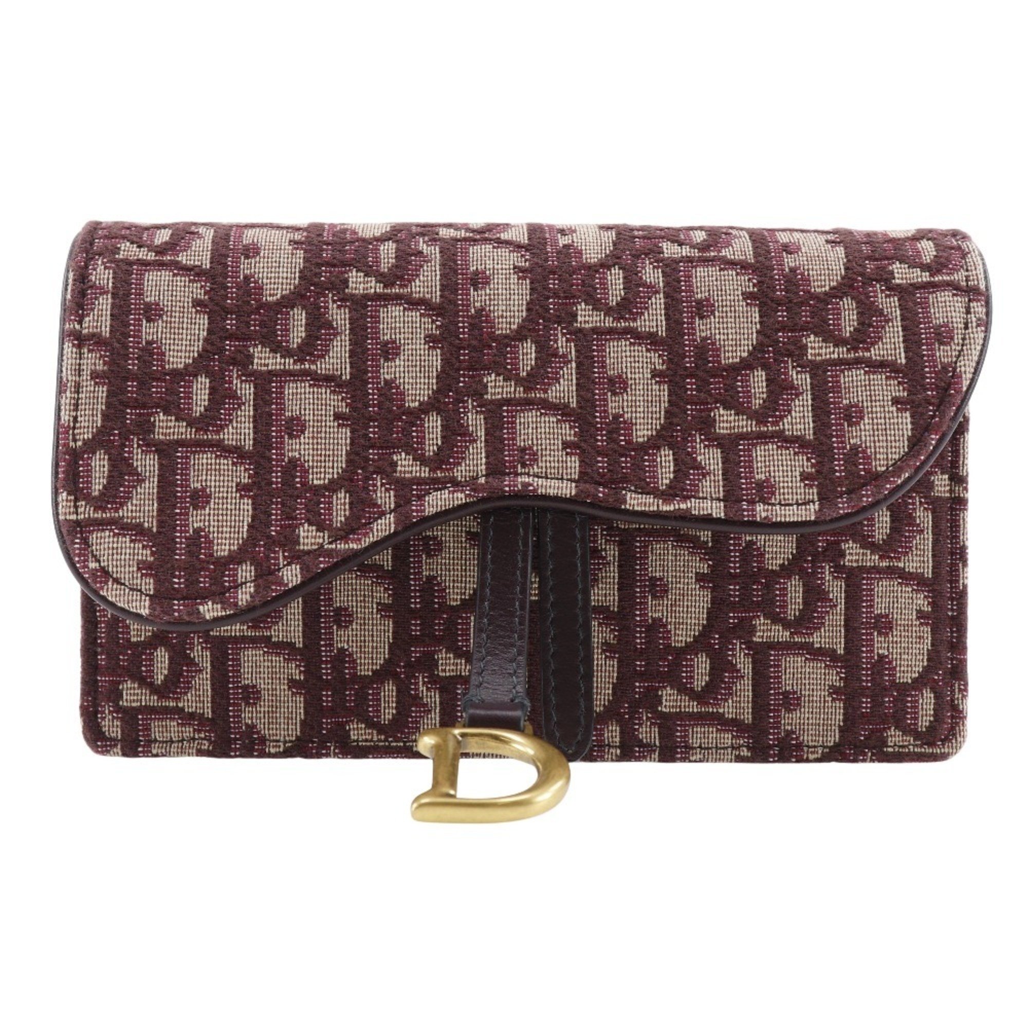 Christian Dior Saddle Waist Bag Trotter Clutch Canvas Bordeaux 2way Type Women's