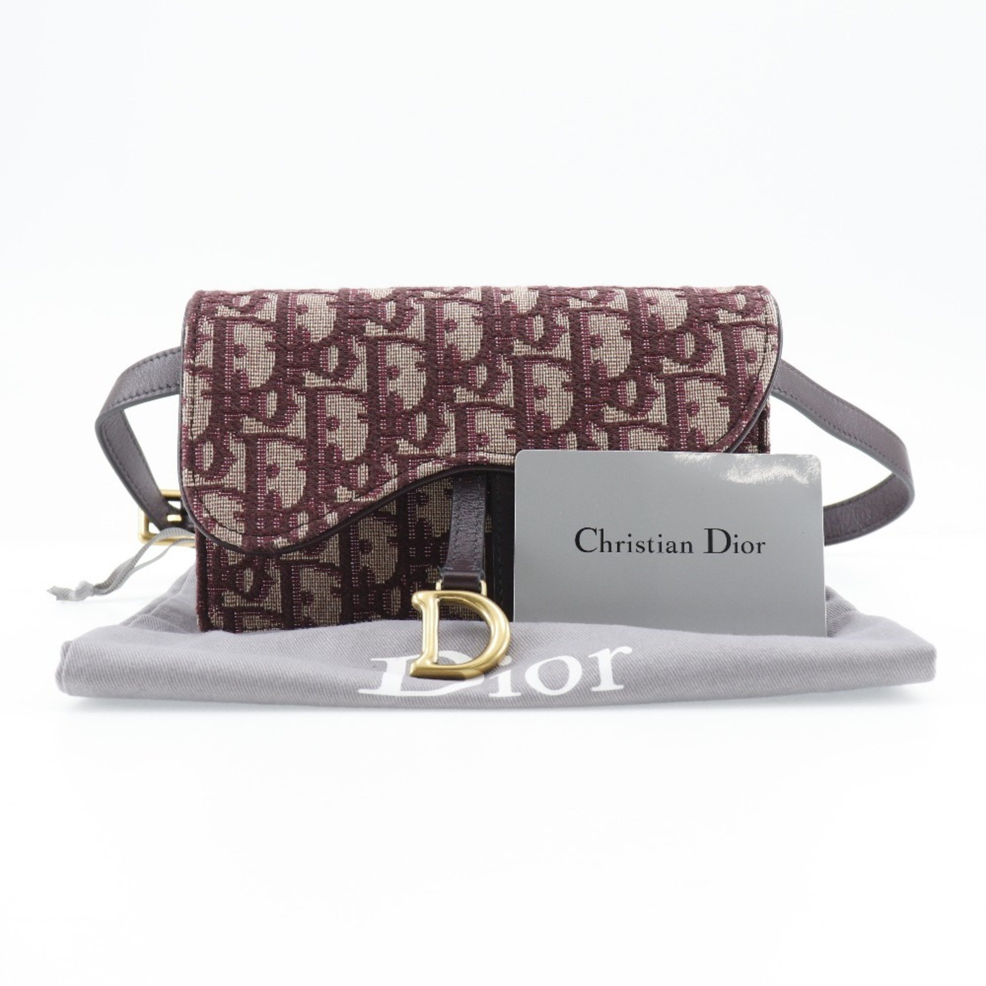 Christian Dior Saddle Waist Bag Trotter Clutch Canvas Bordeaux 2way Type Women's