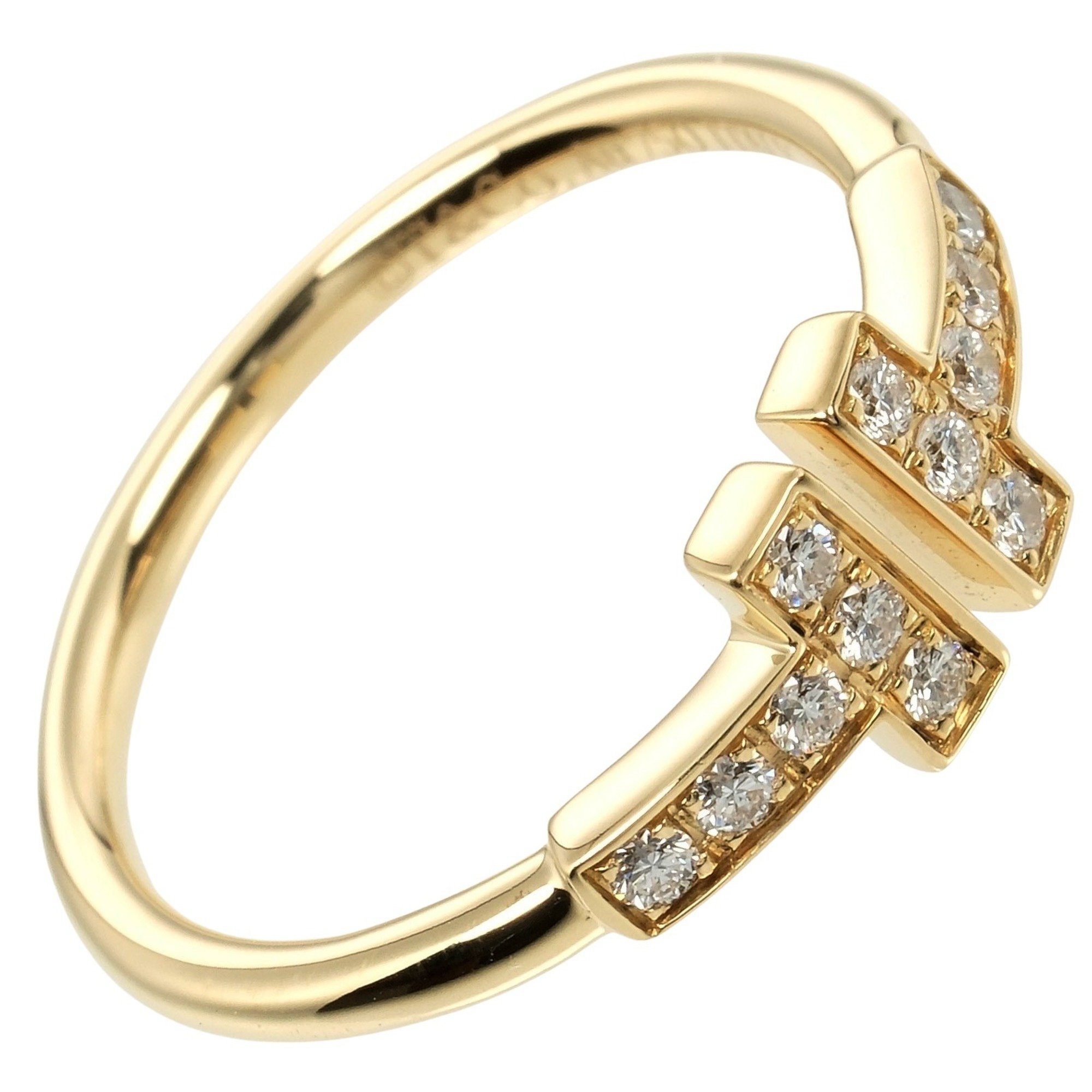 Tiffany TIFFANY&Co. T-wire size 7 ring, K18YG yellow gold, diamond, approx. 2.16g