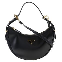 PRADA Arche Shoulder Bag 1BC194 Calf Black NERO 2way Women's