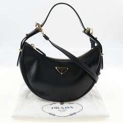 PRADA Arche Shoulder Bag 1BC194 Calf Black NERO 2way Women's