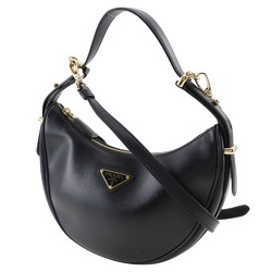 PRADA Arche Shoulder Bag 1BC194 Calf Black NERO 2way Women's