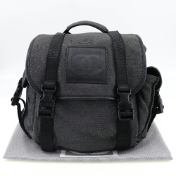 Chanel CHANEL Backpack Rucksack/Daypack Sports Line Coco Mark Canvas Black/Silver 2way A5 Flap Women's