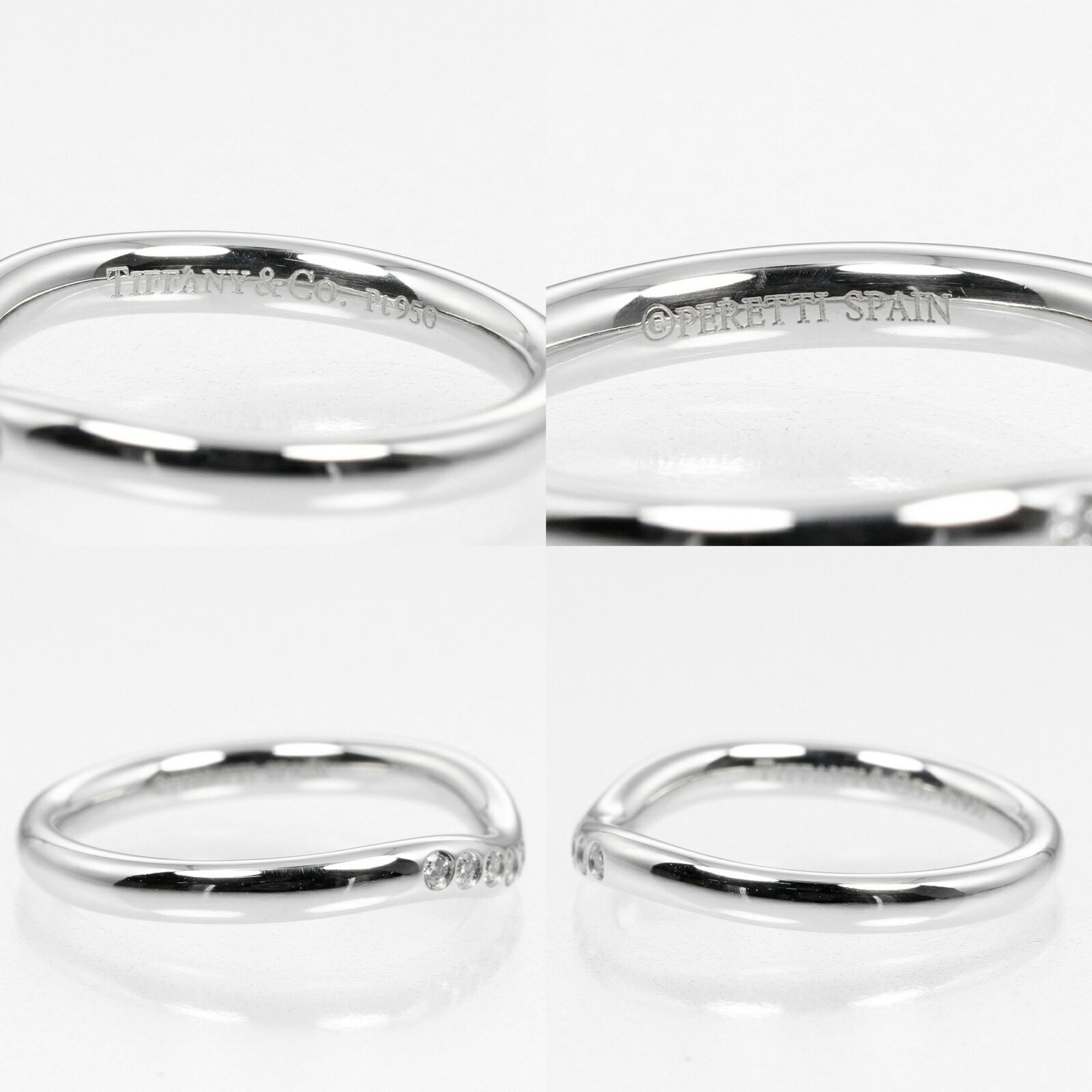 Tiffany TIFFANY & Co. Curved band size 5 ring 2mm model Pt950 platinum 9P diamonds approx. 3.36g