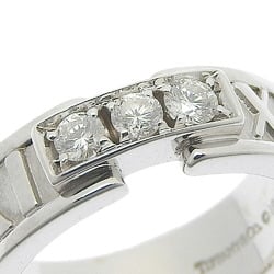 Tiffany TIFFANY&Co. Atlas size 7.5 ring, 3P diamond, K18 white gold x approx. 6.9g, Atlas, ladies'