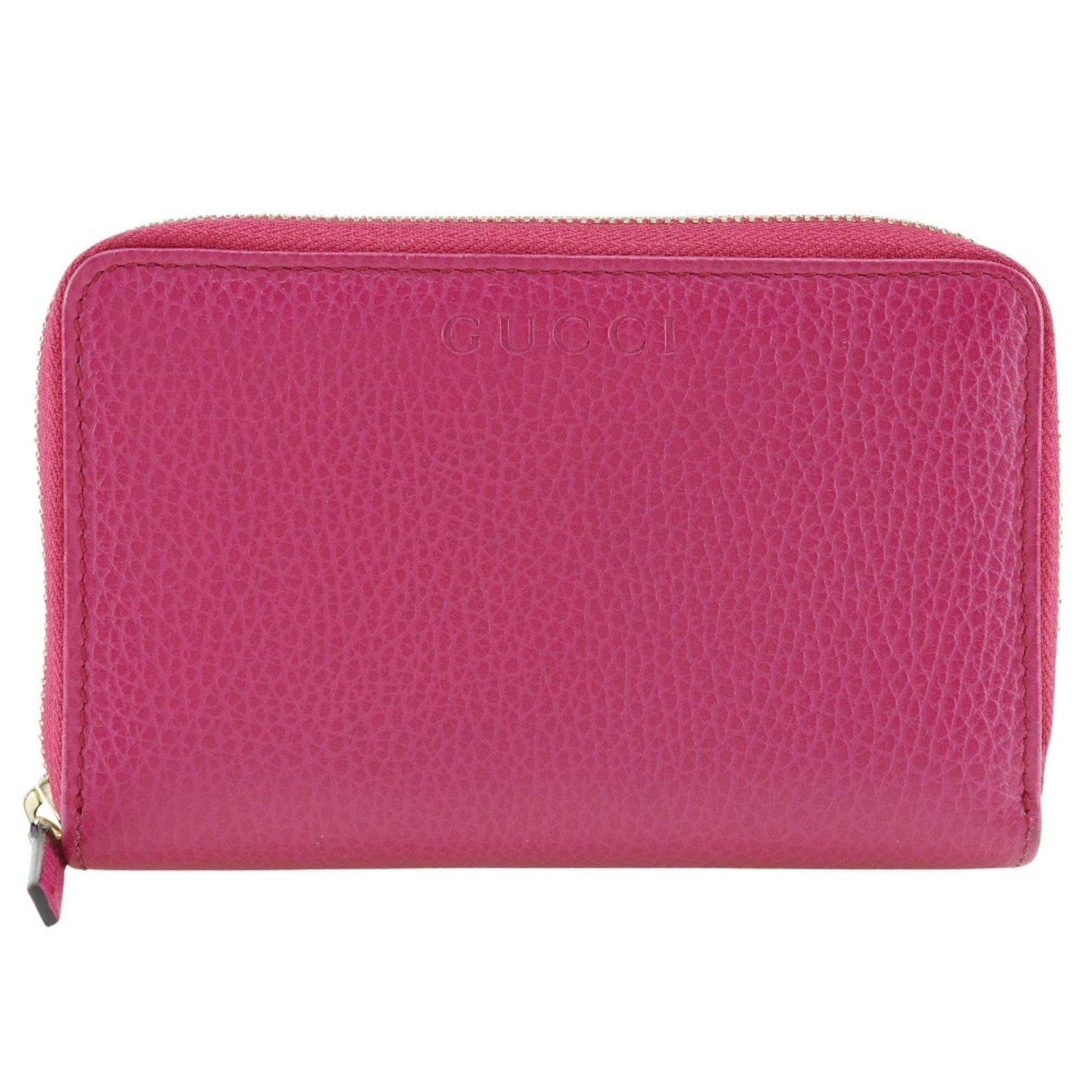 GUCCI Round Bi-fold Wallet 420113 Calf Pink Zip Around Women's