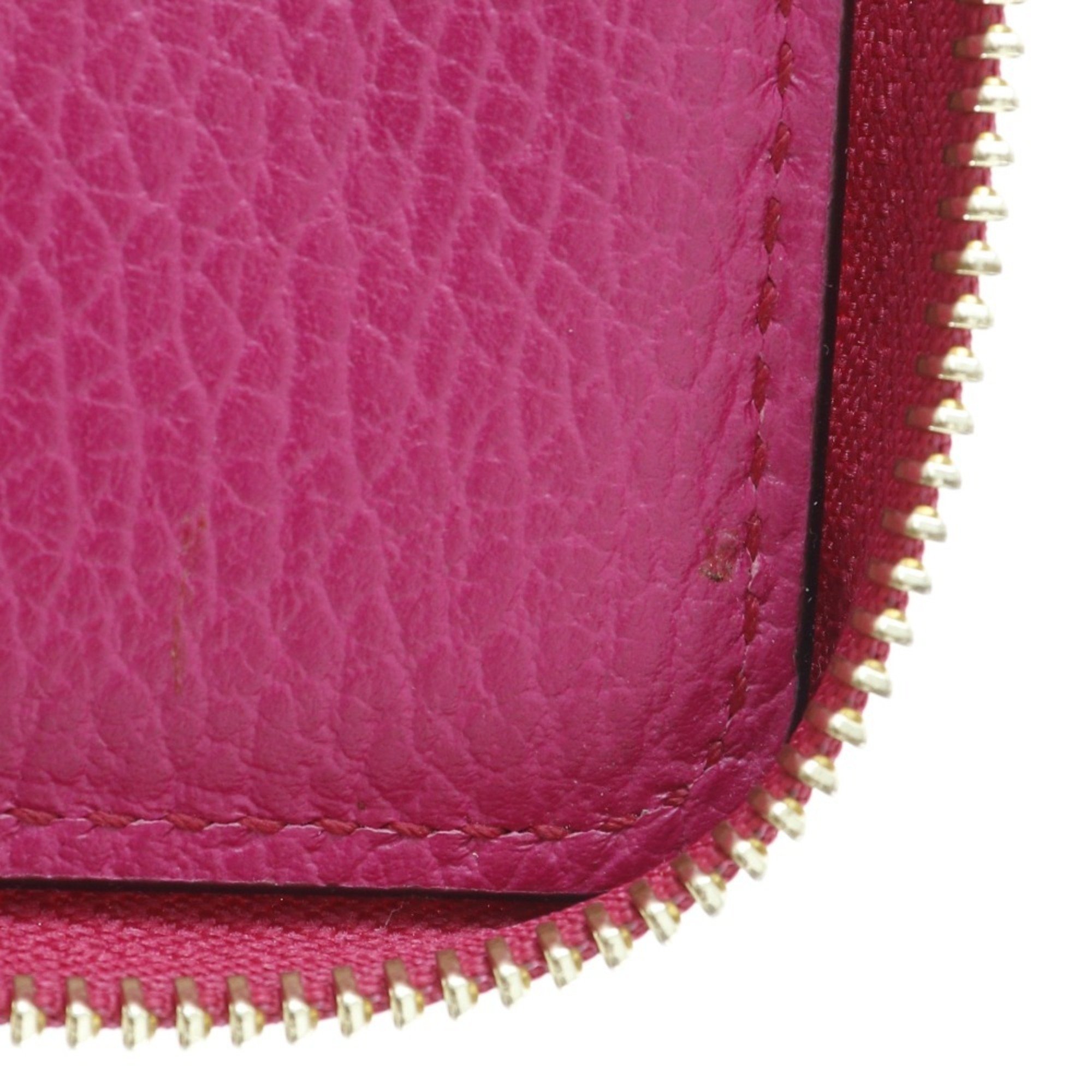 GUCCI Round Bi-fold Wallet 420113 Calf Pink Zip Around Women's