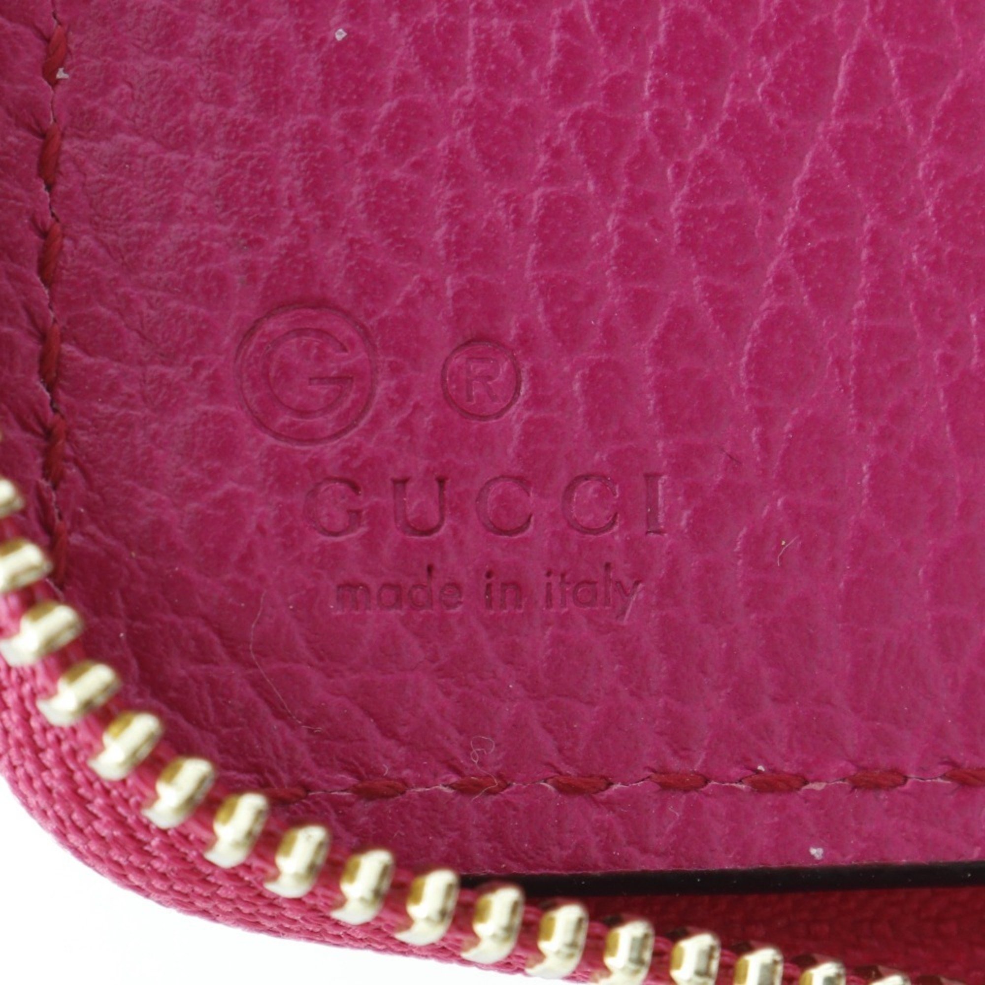 GUCCI Round Bi-fold Wallet 420113 Calf Pink Zip Around Women's