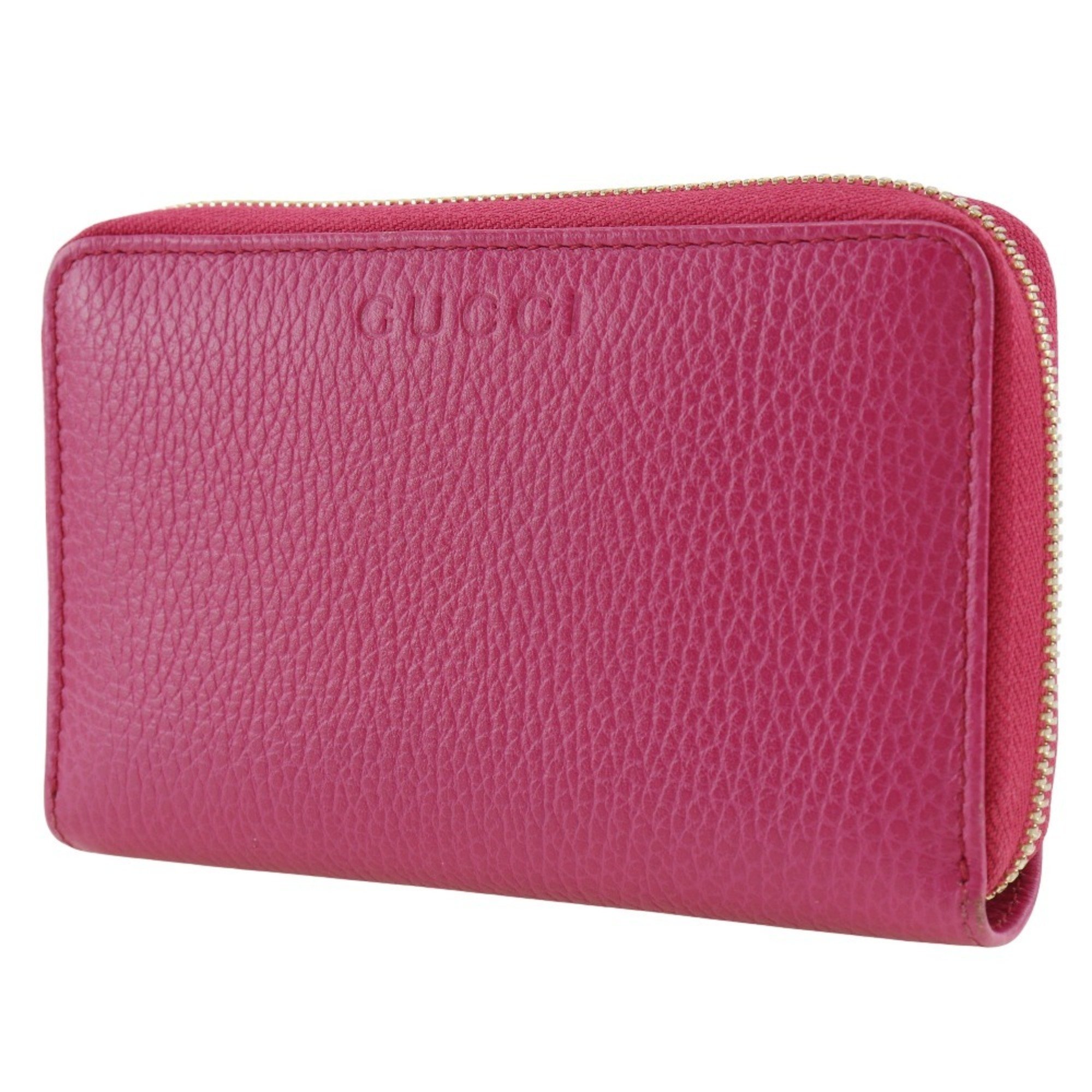 GUCCI Round Bi-fold Wallet 420113 Calf Pink Zip Around Women's