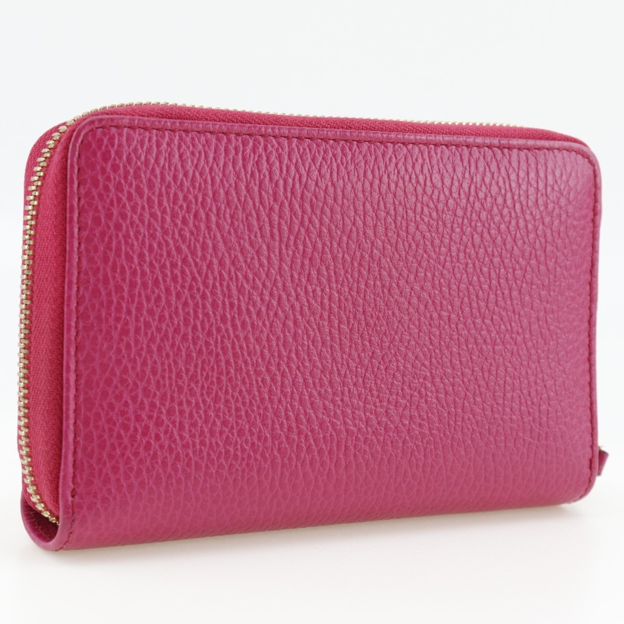 GUCCI Round Bi-fold Wallet 420113 Calf Pink Zip Around Women's