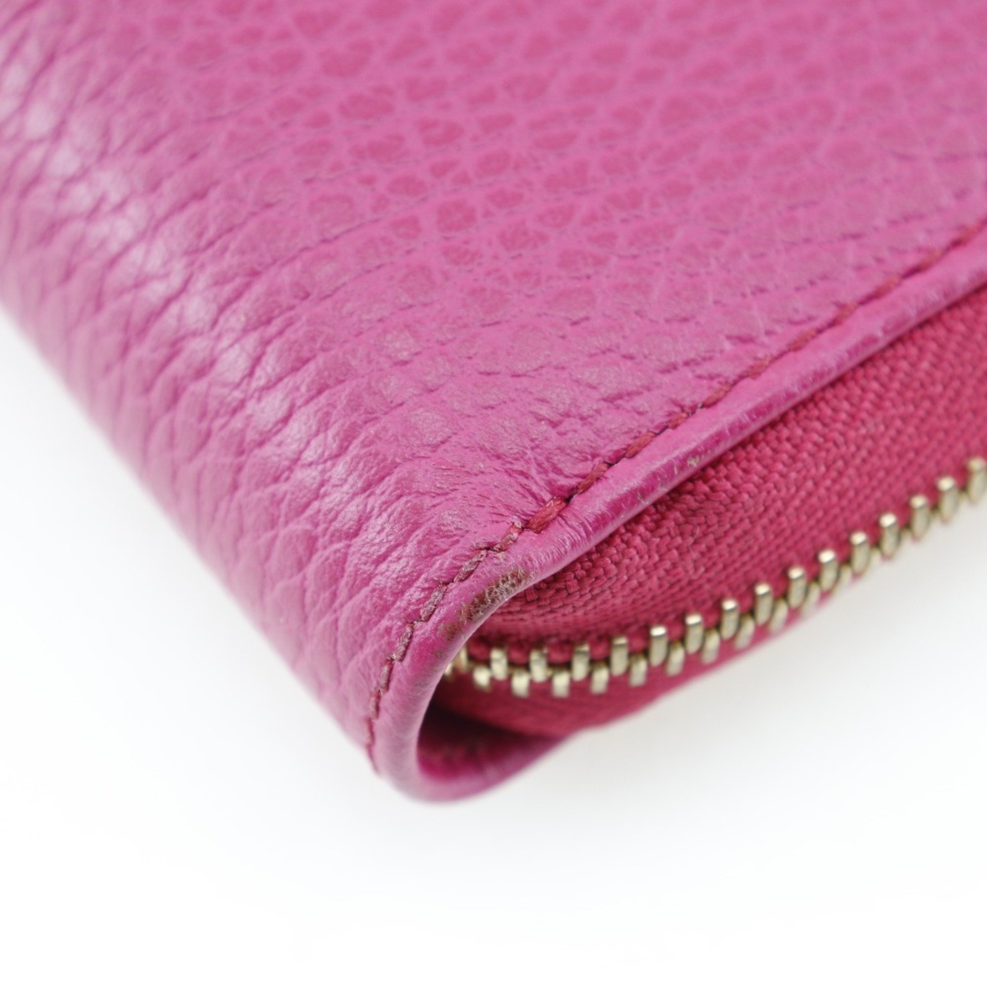 GUCCI Round Bi-fold Wallet 420113 Calf Pink Zip Around Women's