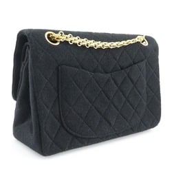 Chanel CHANEL Chain Shoulder Bag Matelasse Double Flap Jersey Black Turnlock ChainShoulder Women's