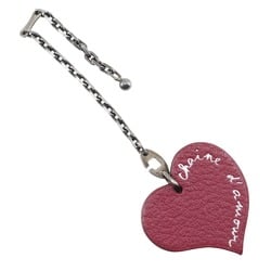 Hermes HERMES Heart Key Charm Keychain Valentine's Day Limited Edition Leather Red Women's T191324240