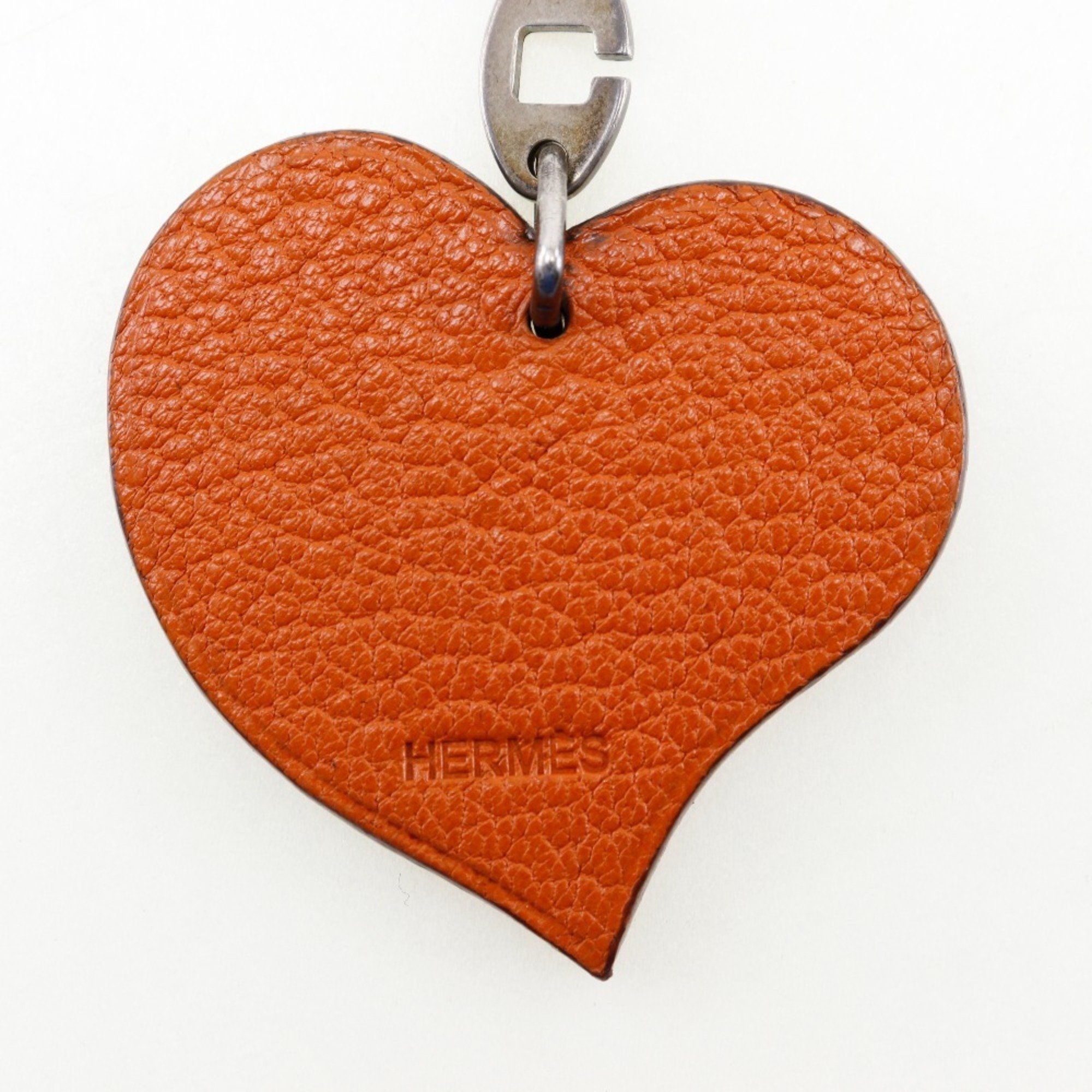 Hermes HERMES Heart Key Charm Keychain Valentine's Day Limited Edition Leather Red Women's T191324240