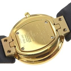 Dior Bakira Watch D47-153-5 Gold Plated x Embossed Leather Quartz Analog Display Blue Shell Dial Boys