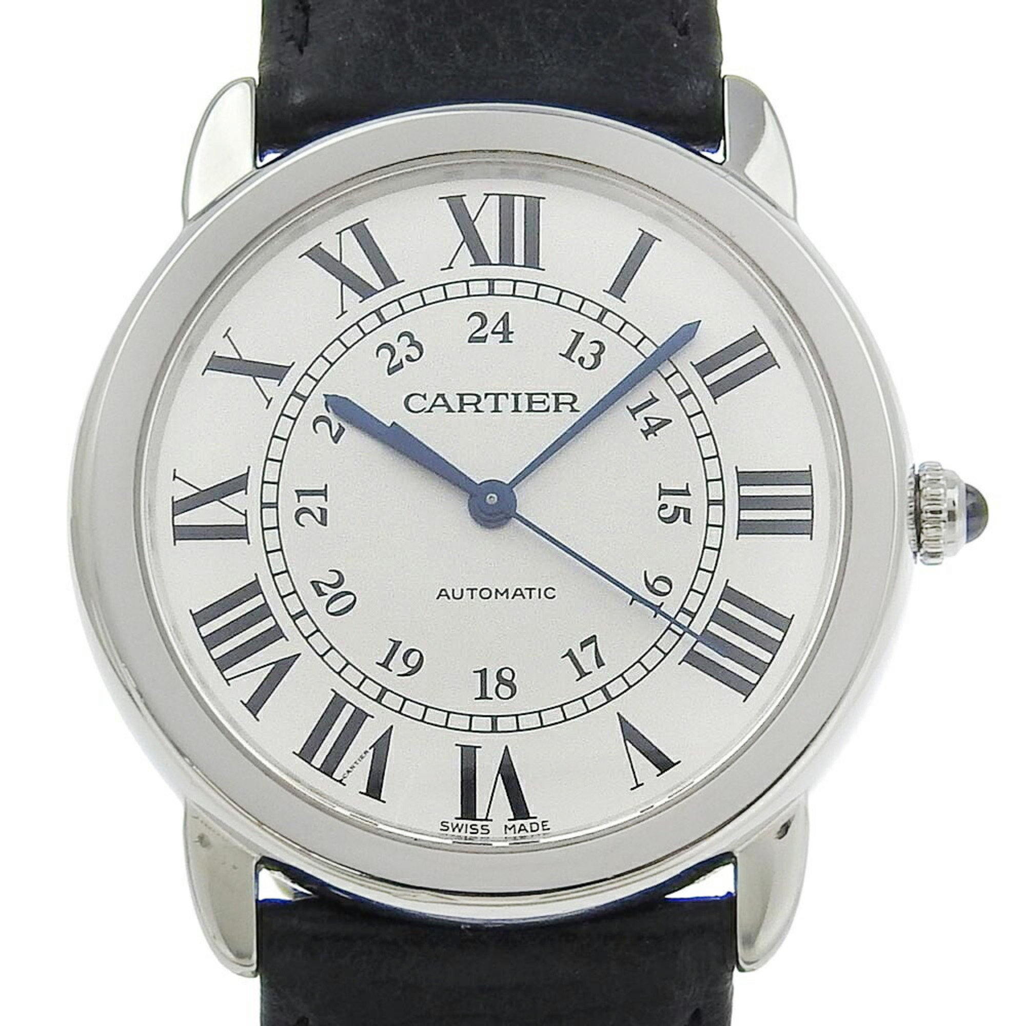 Cartier Ronde Solo Watch WSRN0021 Stainless steel x embossed leather Automatic Silver dial Men's