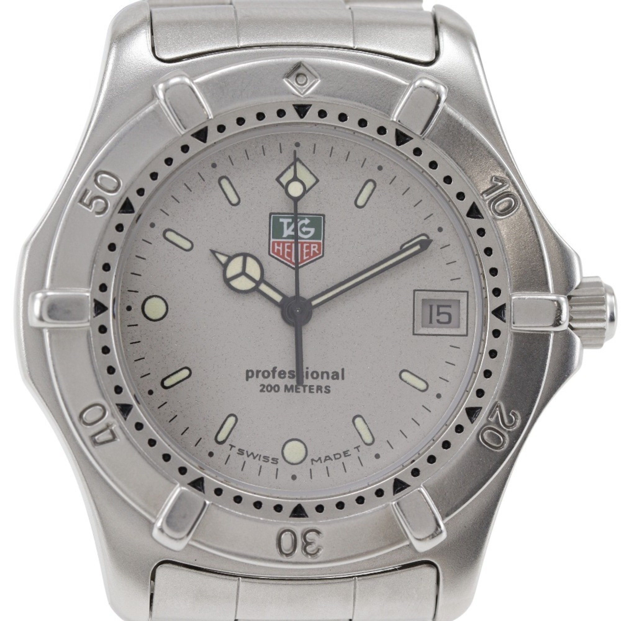 TAG HEUER Professional Watch 9262.206R Stainless Steel Quartz Analog Display Grey Dial Men's