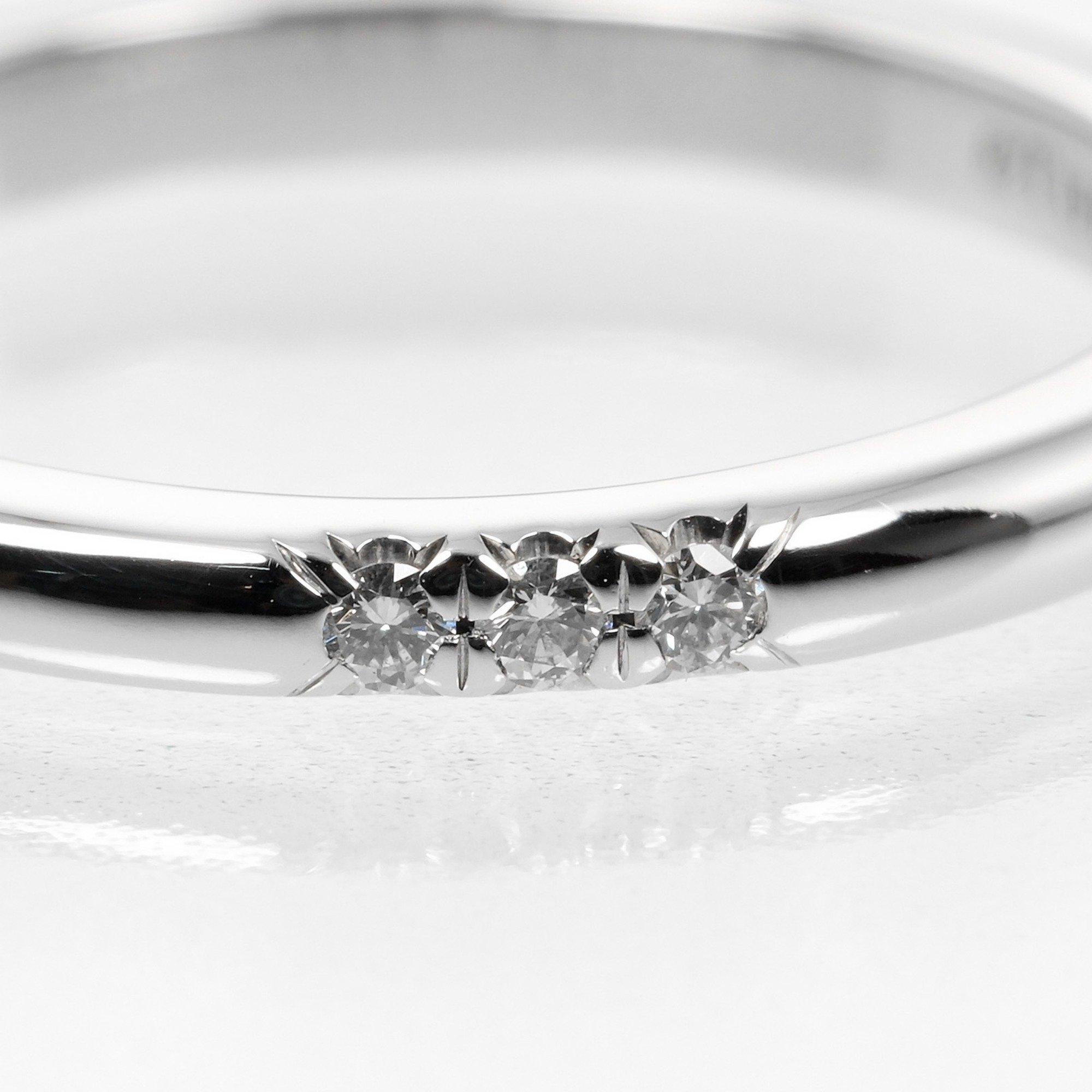 Tiffany Forever Classic Band Size 7.5 Ring 2mm Model Pt950 Platinum 3P Diamond Approx. 3.32g