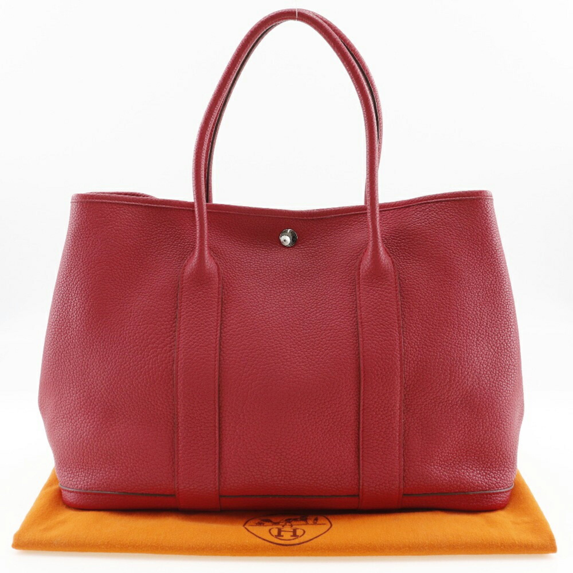 Hermes HERMES Garden PM Tote Bag Negonda Bougainvillea 2012 Red □P Snap Button party Ladies