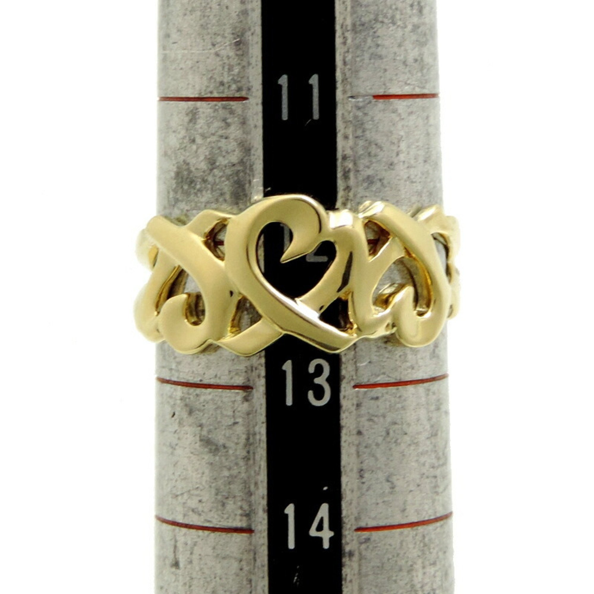 Tiffany Paloma Picasso Triple Loving Heart Women's Ring, 750 Yellow Gold, Size 12.5