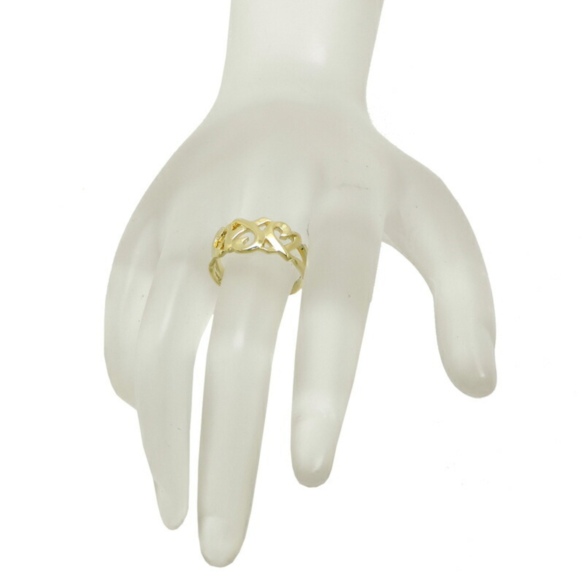 Tiffany Paloma Picasso Triple Loving Heart Women's Ring, 750 Yellow Gold, Size 12.5