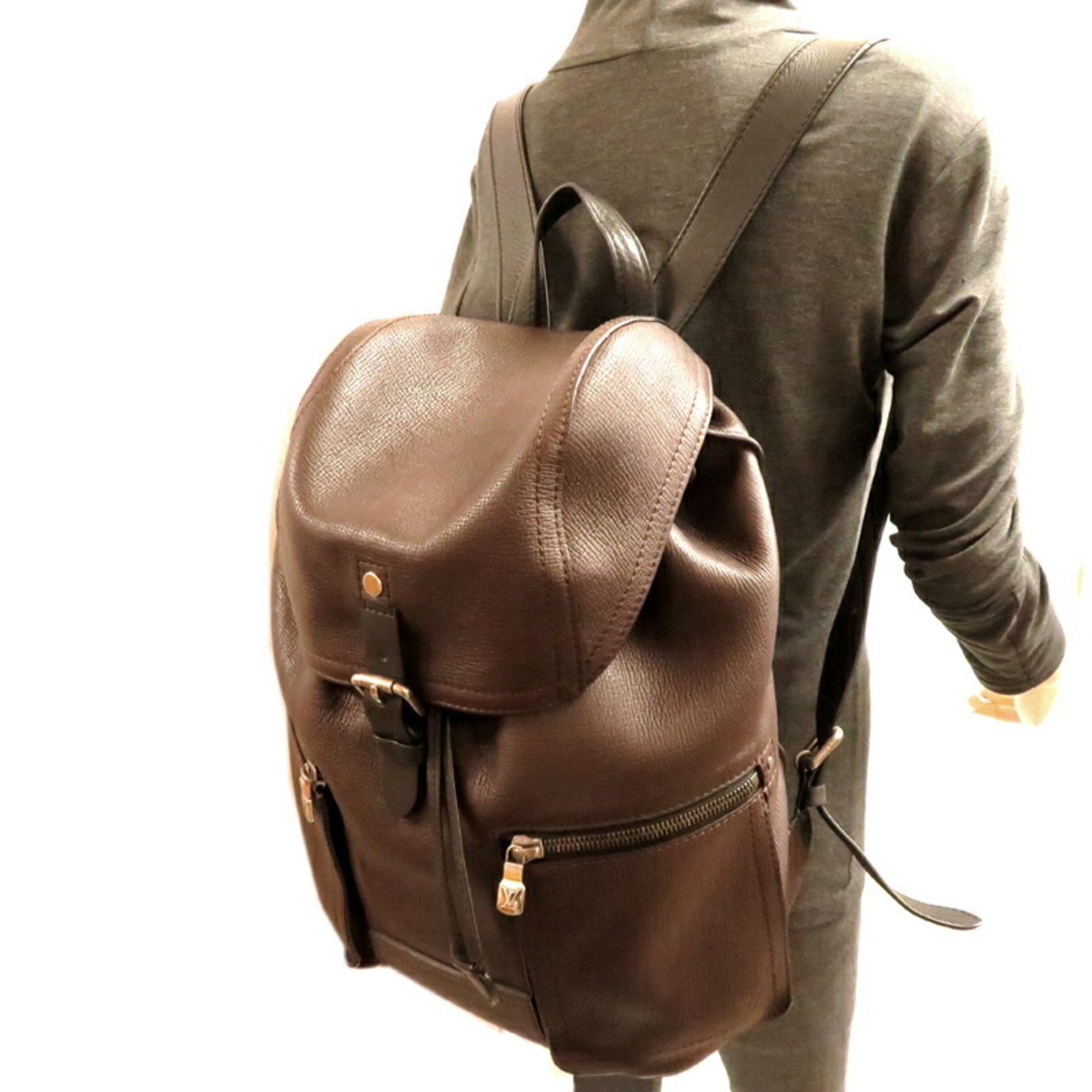 Louis Vuitton Utah Canyon Backpack for Women and Men, Rucksack/Daypack, M54959, Leather, Maroon