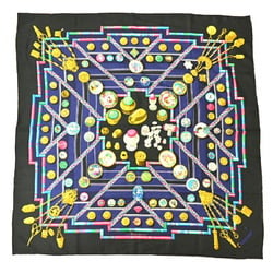 Hermes Carre 90 Women's Scarf Muffler Silk Black