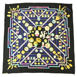 Hermes Carre 90 Women's Scarf Muffler Silk Black