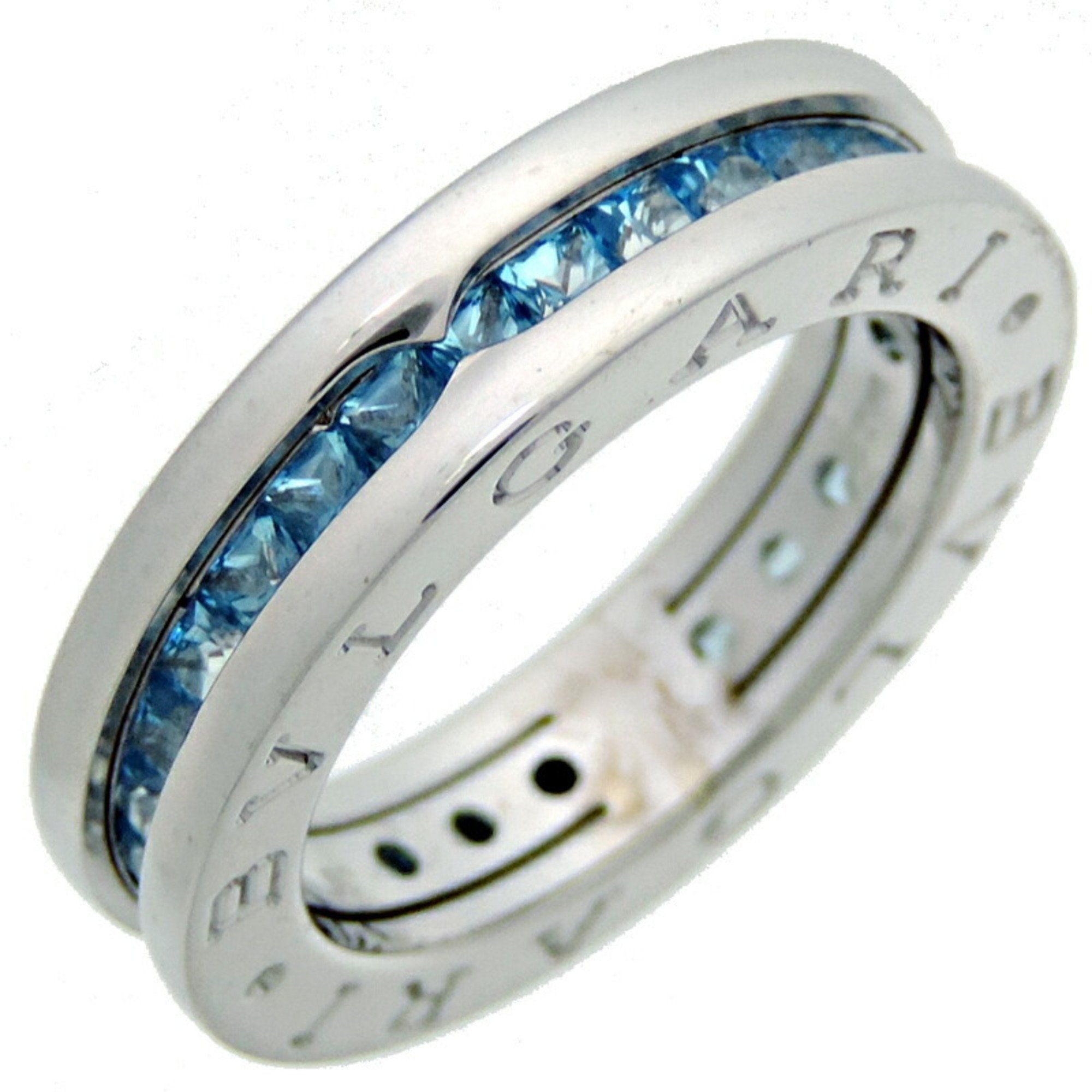 Bvlgari B.zero1 1-band Blue Topaz #50 Women's and Men's Ring 336347 750 White Gold Size 10