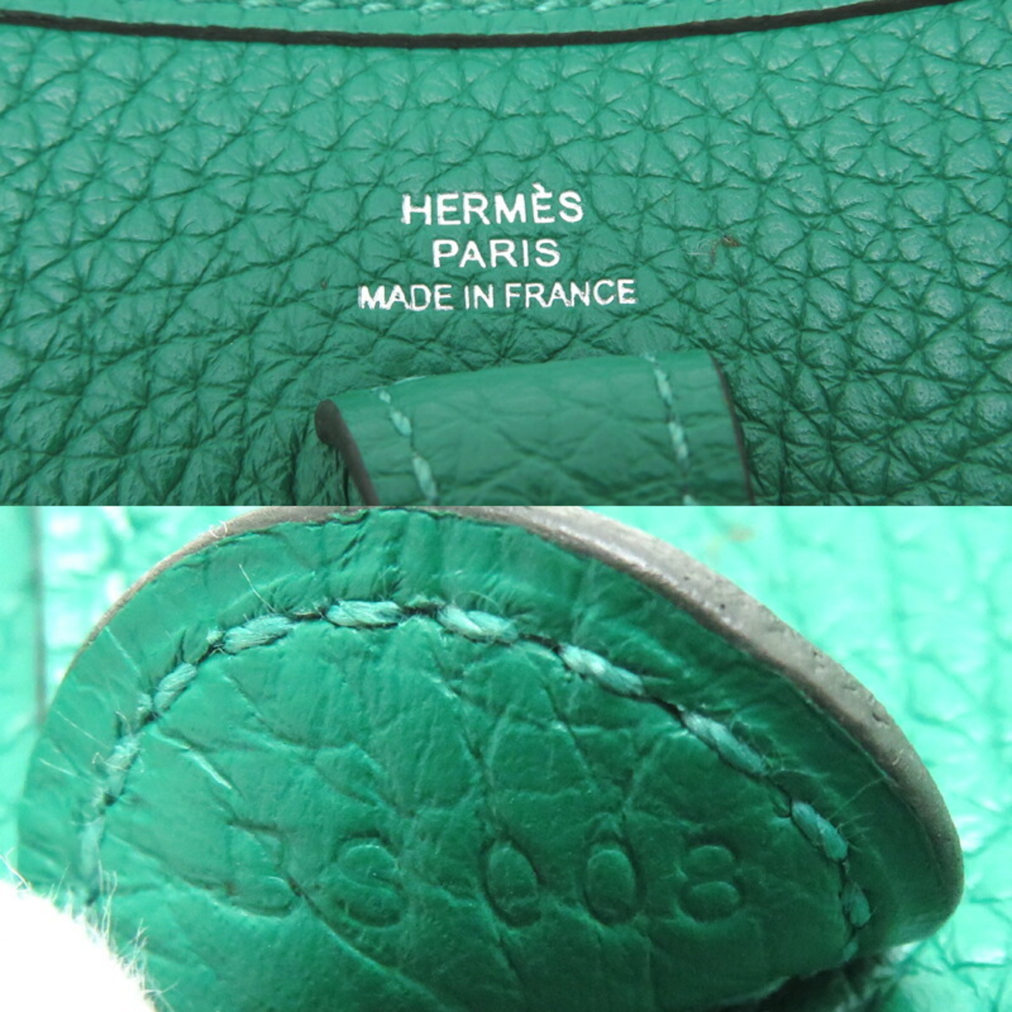 Hermes A stamp 2017 Evelyn TPM Amazon Women's Shoulder Bag Taurillon Clemence Vert Verdigo