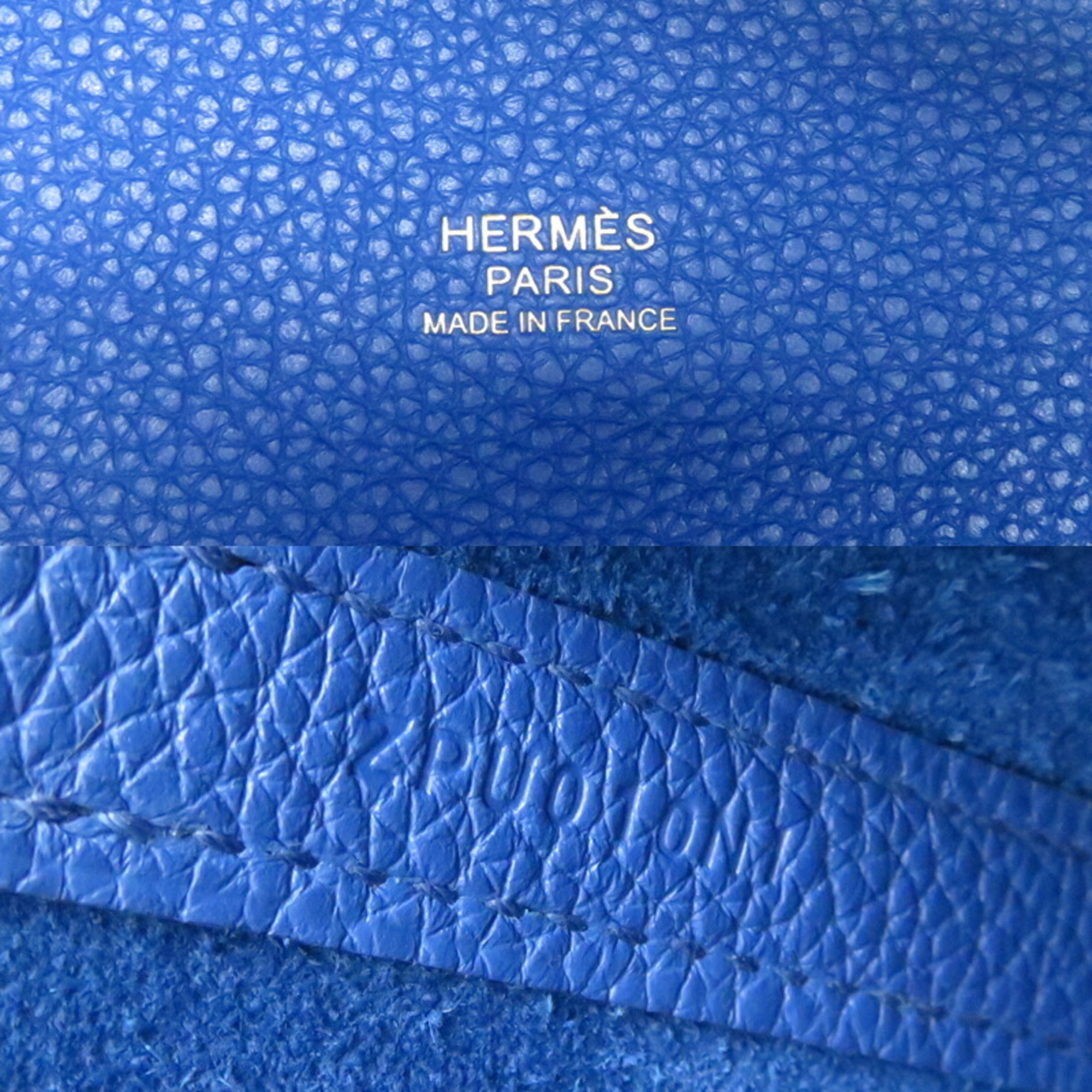 Hermes Z Stamp Picotin Lock PM Women's Handbag Taurillon Clemence Blue