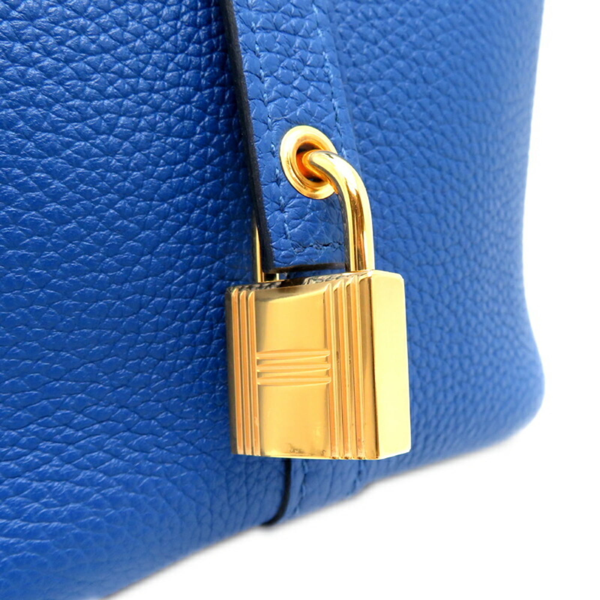 Hermes Z Stamp Picotin Lock PM Women's Handbag Taurillon Clemence Blue