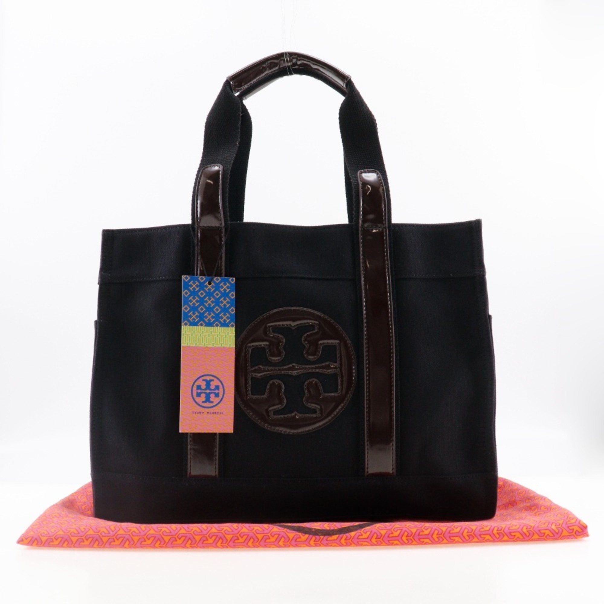 Tory Burch Tote Bag Cotton x Enamel Black/Brown Women's W191824277