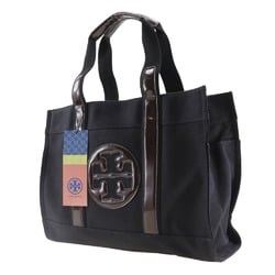 Tory Burch Tote Bag Cotton x Enamel Black/Brown Women's W191824277