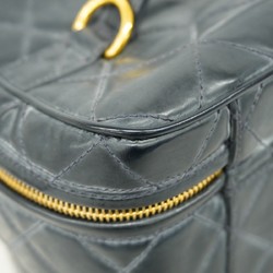 Chanel Vanity Bag Matelasse Patent Leather Black Women's