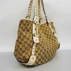 Gucci Tote Bag GG Canvas 137621 Brown White Champagne Women's